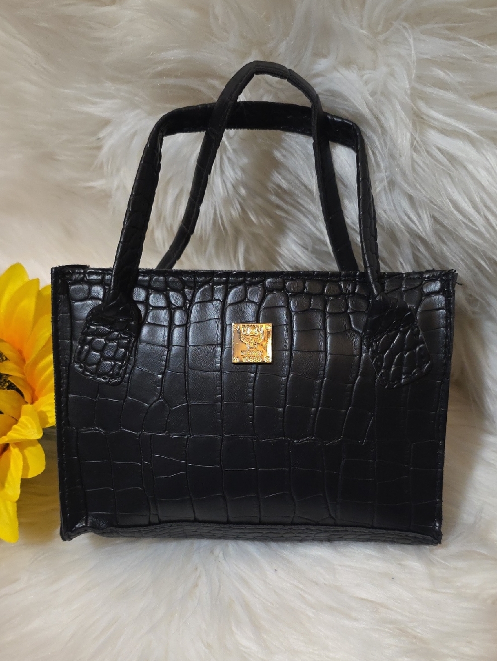 Faux croc stamped  cosmetic mini bag